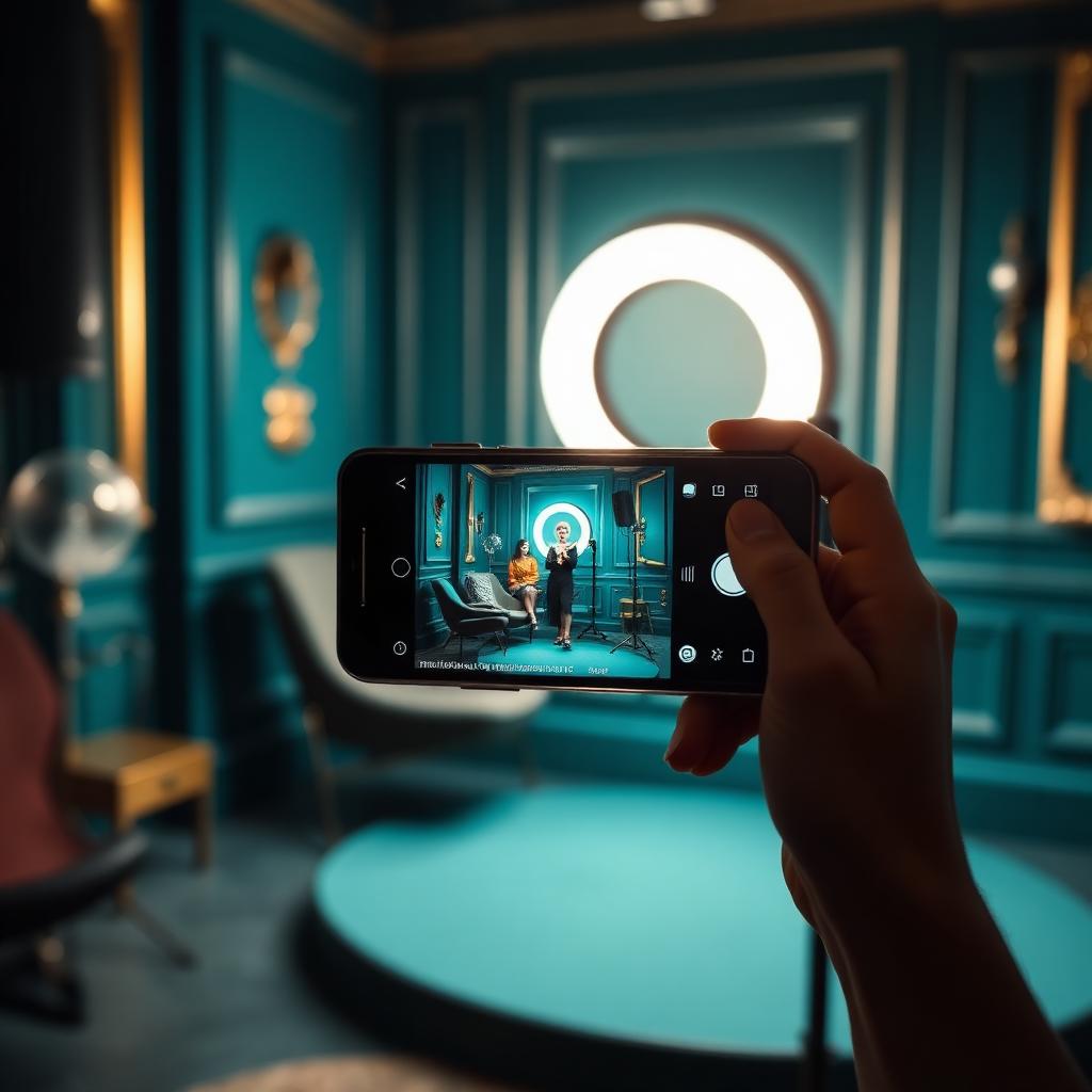 Vertical social media content being filmed on a smartphone