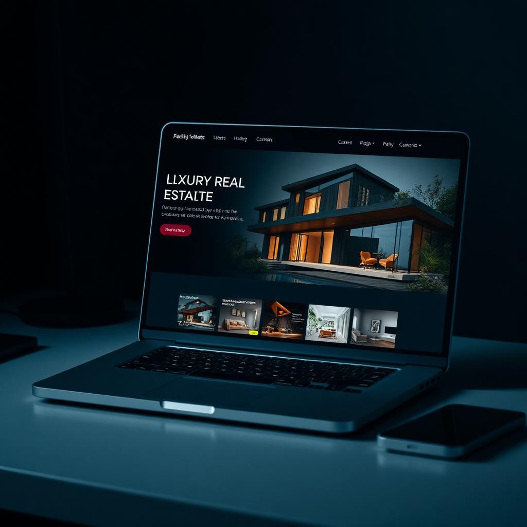 Luxury real estate website design displayed on a laptop